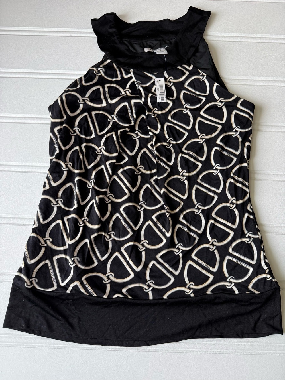 White House Black Market WHBM Chain Sleeveless Top 100% Silk Small NEW 1964